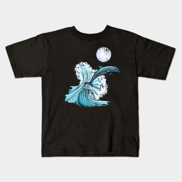 Tie Dye Dolphin Kids T-Shirt by Calisi